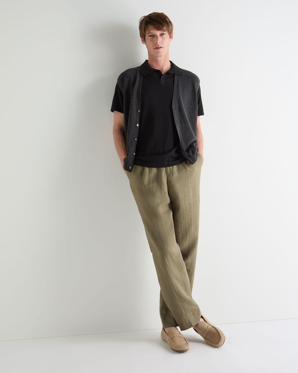 N.Peal Men's Polo Cotton Cashmere T-Shirt Black