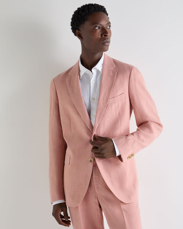 N.Peal Men's Amalfi Linen Jacket Pink