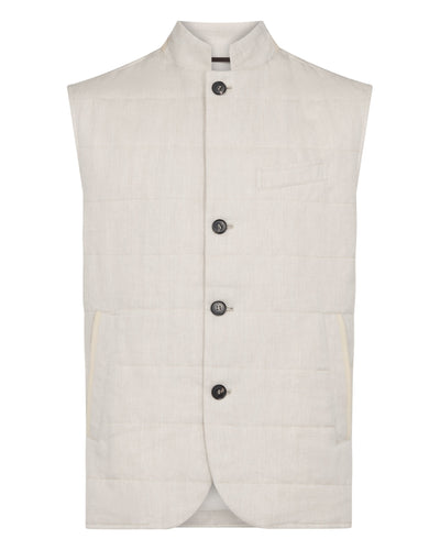 N.Peal Men's Seville Linen Gilet Chalk White