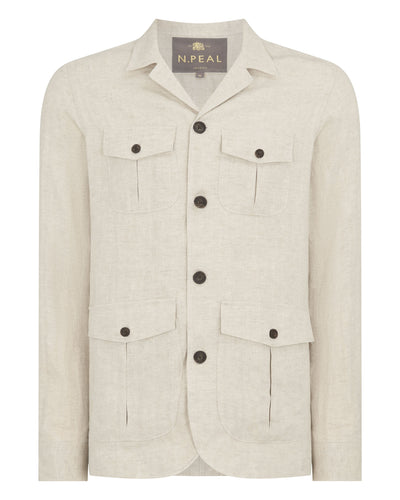 Men's Safari Linen Jacket Sand Brown
