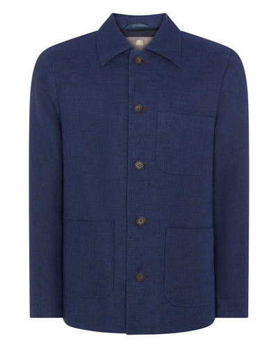 Men's Scala Linen Blend Overshirt Navy Blue