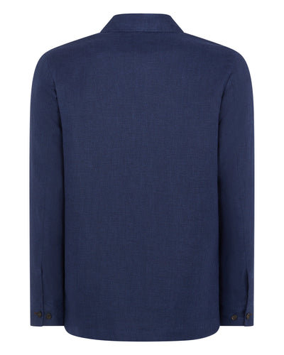Men's Scala Linen Blend Overshirt Navy Blue