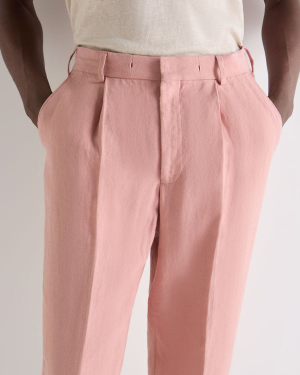 N.Peal Men's Atrani Linen Trouser Pink