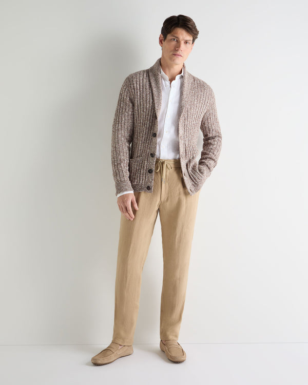 N.Peal Men's Atrani Linen Trouser Taupe Brown
