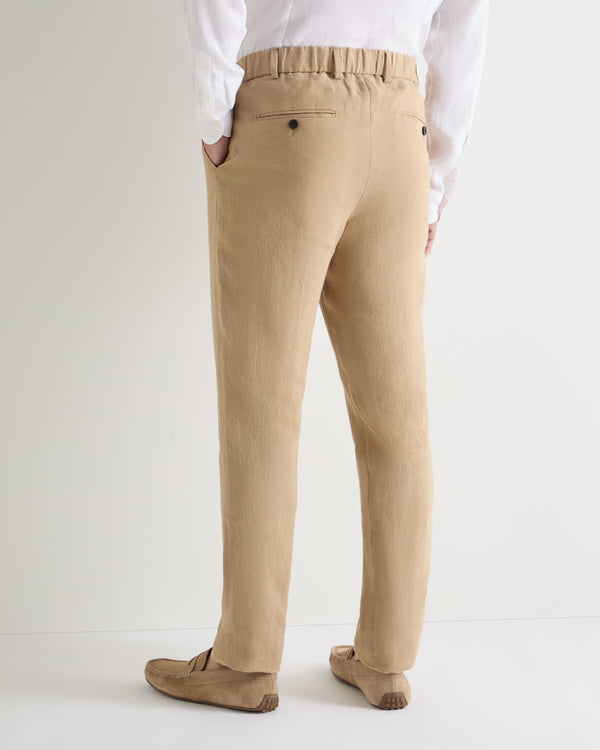 N.Peal Men's Atrani Linen Trouser Taupe Brown