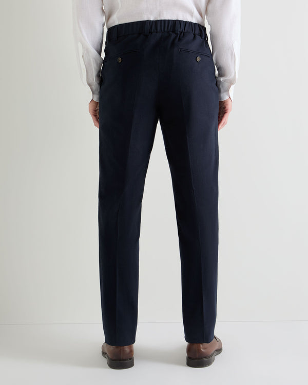 N.Peal Men's Atrani Drawstring Cotton Trousers Navy Blue