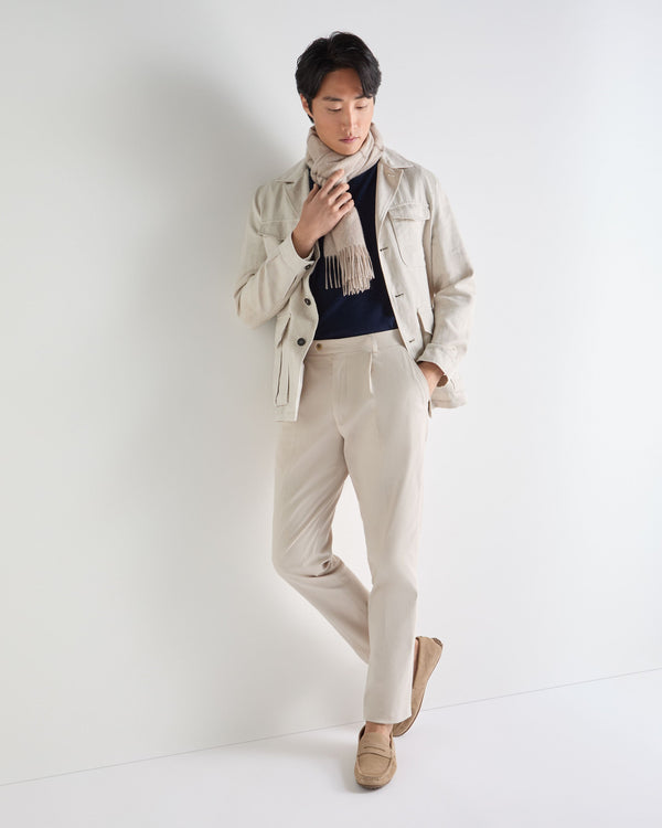 N.Peal Mens Atrani Cotton Trousers Stone Brown