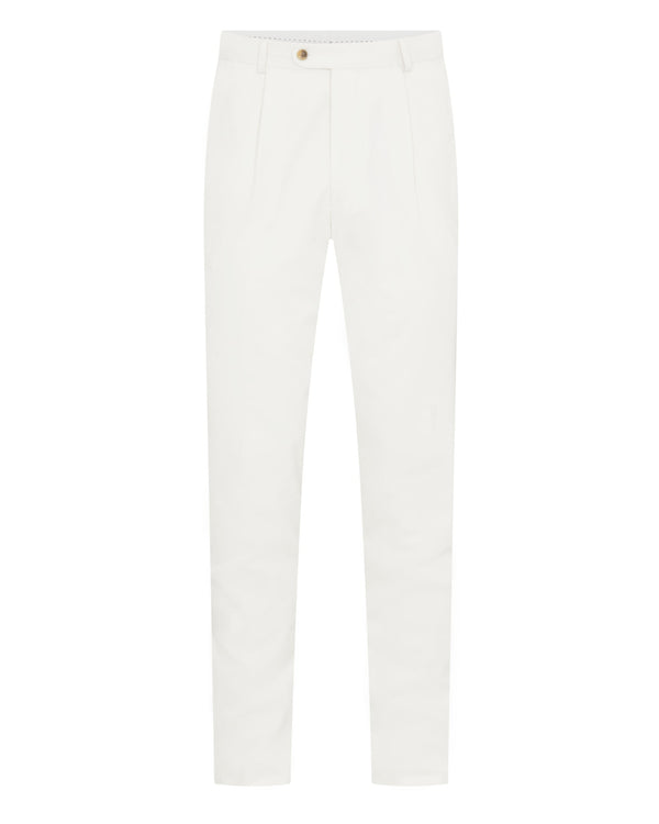 N.Peal Men's Atrani Cotton Trousers White