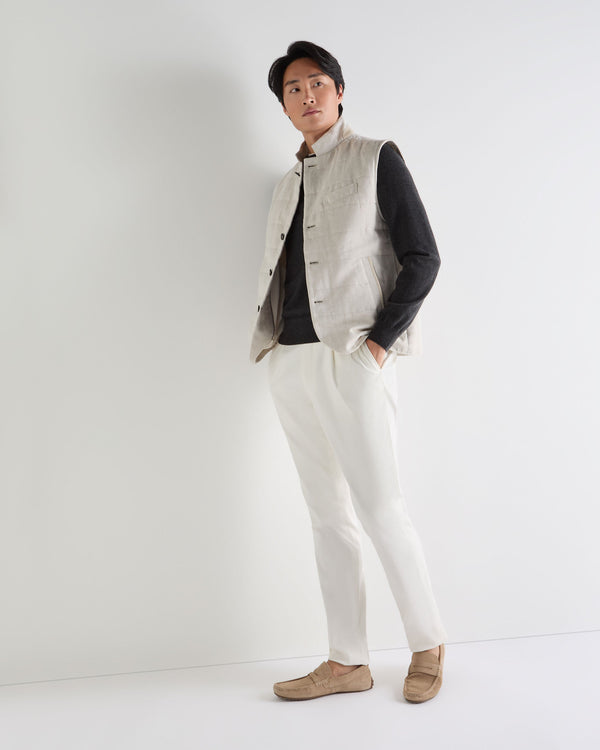 N.Peal Men's Atrani Cotton Trousers White