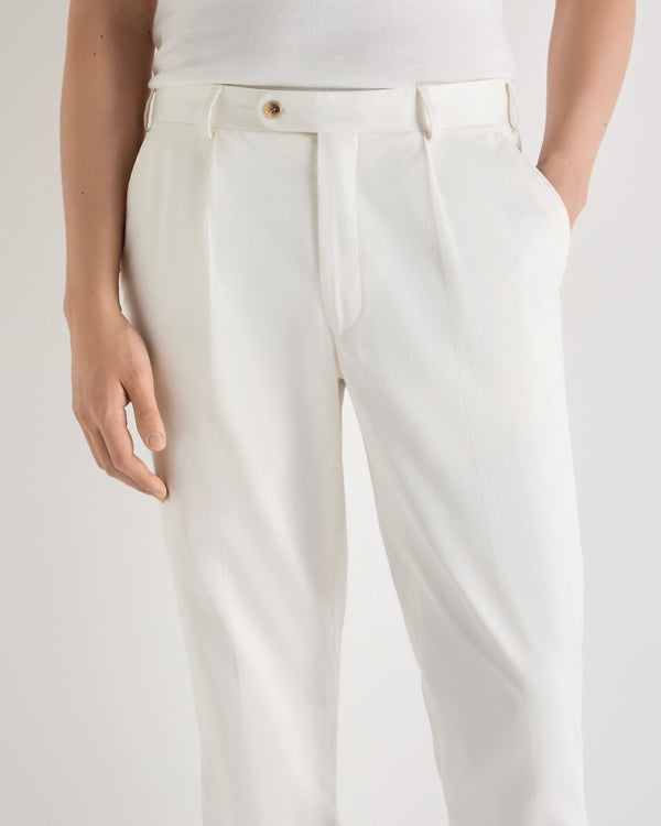 N.Peal Men's Atrani Cotton Trousers White