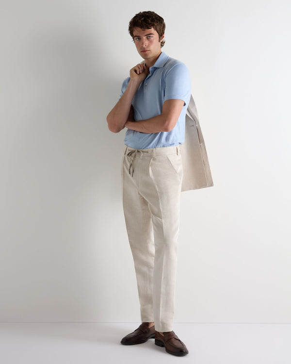 N.Peal Men's Atrani Linen Blend Trousers Sand Brown