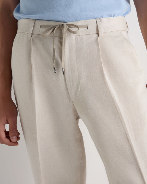 N.Peal Men's Atrani Linen Blend Trousers Sand Brown