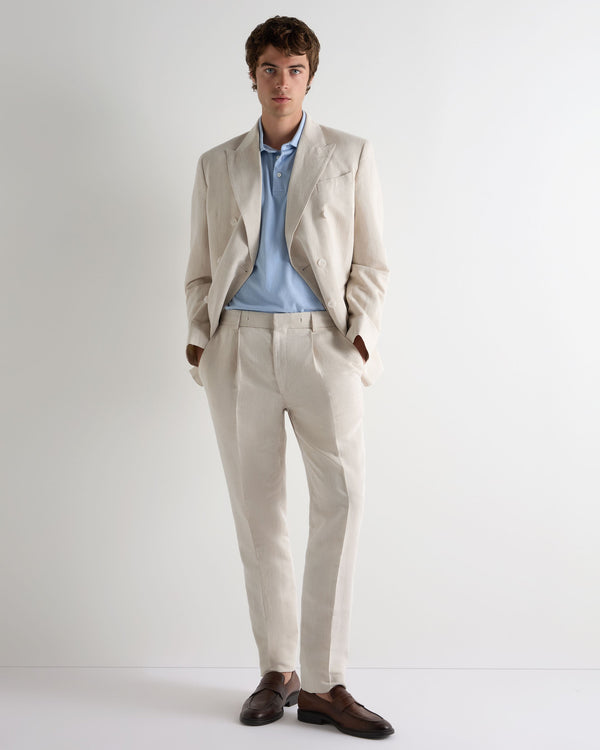 N.Peal Men's Atrani Linen Blend Trousers Sand Brown