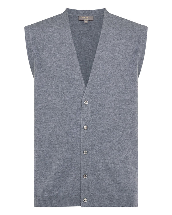 N.Peal Men's Sleeveless Cashmere Tank Top Ash Grey