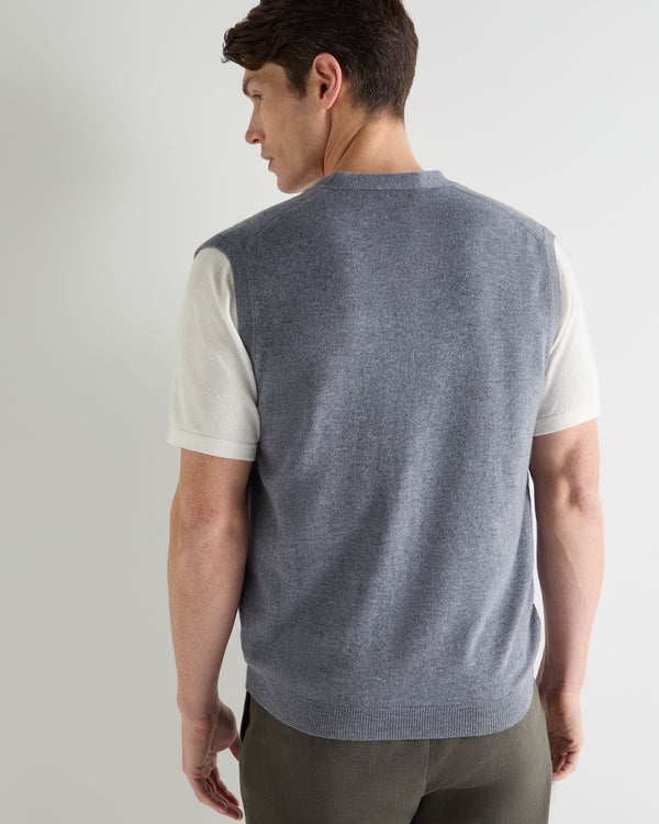 N.Peal Men's Sleeveless Cashmere Tank Top Ash Grey