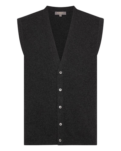 N.Peal Men's Sleeveless Cashmere Tank Top Deep Charcoal Grey