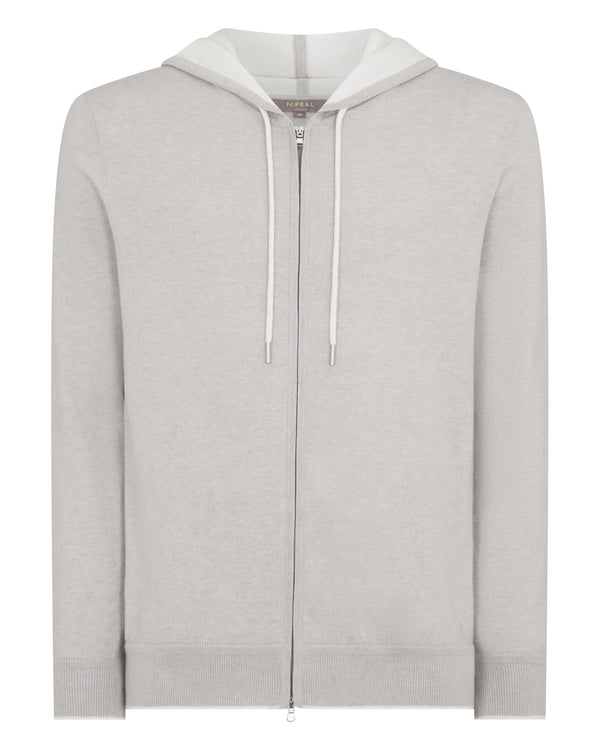 N.Peal Men's Cotton Blend Hoodie Fumo Grey