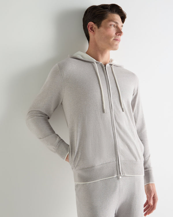 N.Peal Men's Cotton Blend Hoodie Fumo Grey