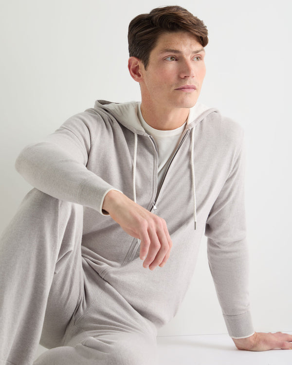 N.Peal Men's Cotton Blend Hoodie Fumo Grey