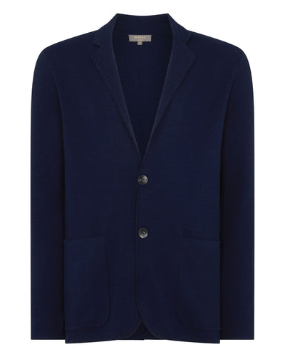 Men's Cotton Linen Blend Blazer Deep French Blue