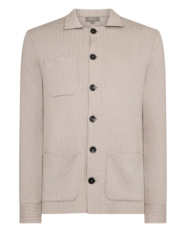 N.Peal Men's Jacquard Cotton Cashmere Jacket Mink Brown