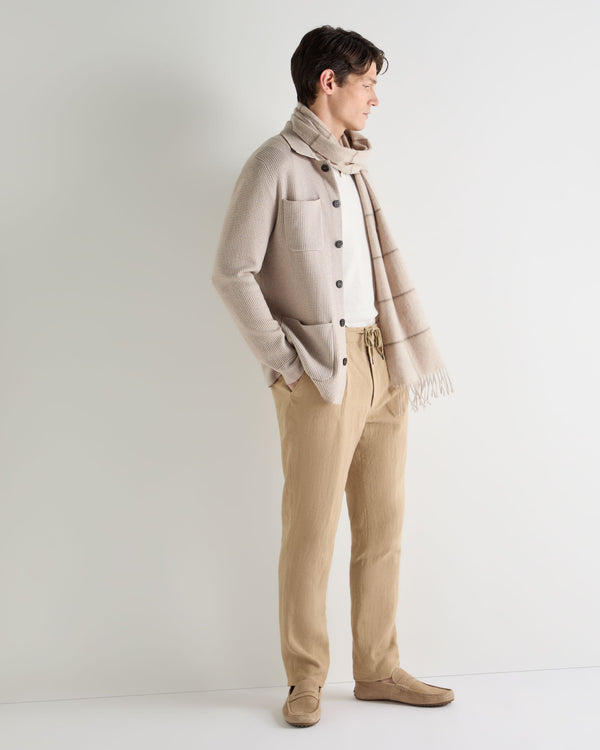 N.Peal Men's Jacquard Cotton Cashmere Jacket Mink Brown