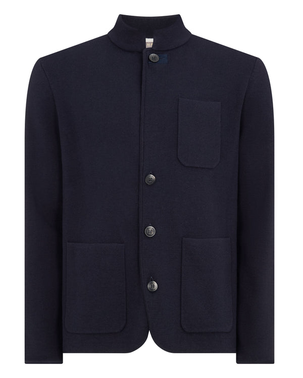 N.Peal Men's Half Milano Cotton Blend Jacket Navy Blue