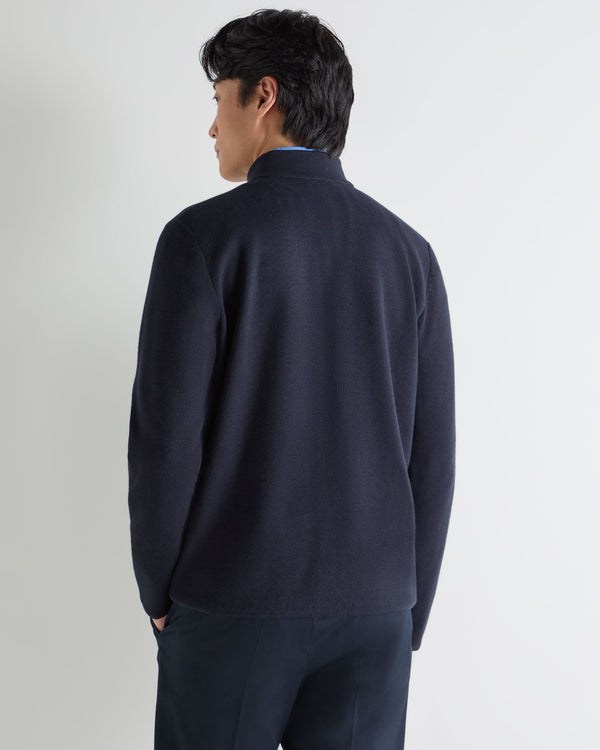 N.Peal Men's Half Milano Cotton Blend Jacket Navy Blue