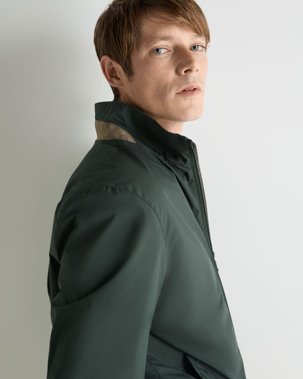 N.Peal Men's Microfibre Blouson Jacket Dark Green