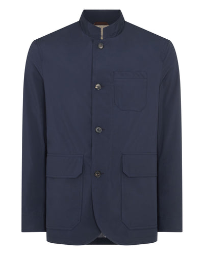 N.Peal Men's Microfibre Stand Collar Jacket Navy Blue