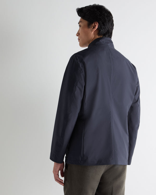 N.Peal Men's Microfibre Stand Collar Jacket Navy Blue