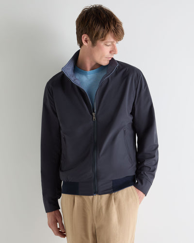 N.Peal Men's Reversible Blouson Jacket Mid Blue