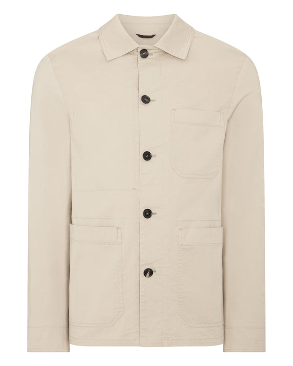 N.Peal Men's Canvas Barn Cashmere Jacket Stone Brown