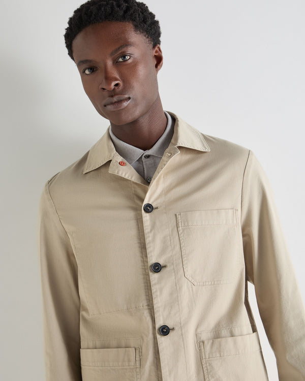 N.Peal Men's Canvas Barn Cashmere Jacket Stone Brown