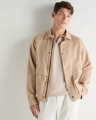 Men's Raglan Linen Blend Herringbone Jacket Light Brown