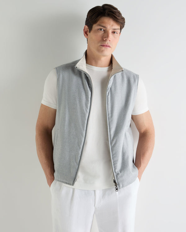 N.Peal Men's Reversible Gilet Beige Brown