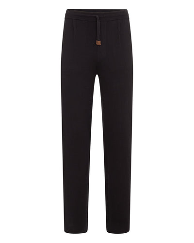 N.Peal Men's Double Face Cotton Blend Trousers Black