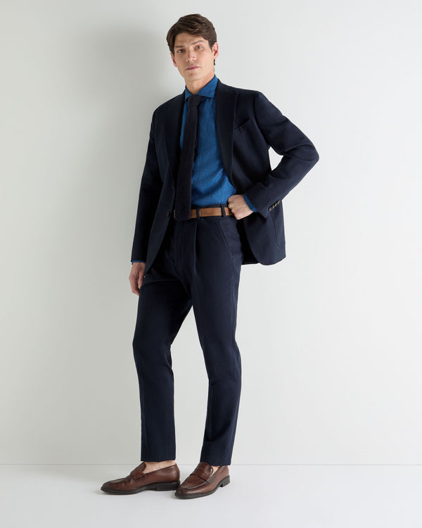 N.Peal Men's Monaco Flannel Cotton Jacket Navy Blue
