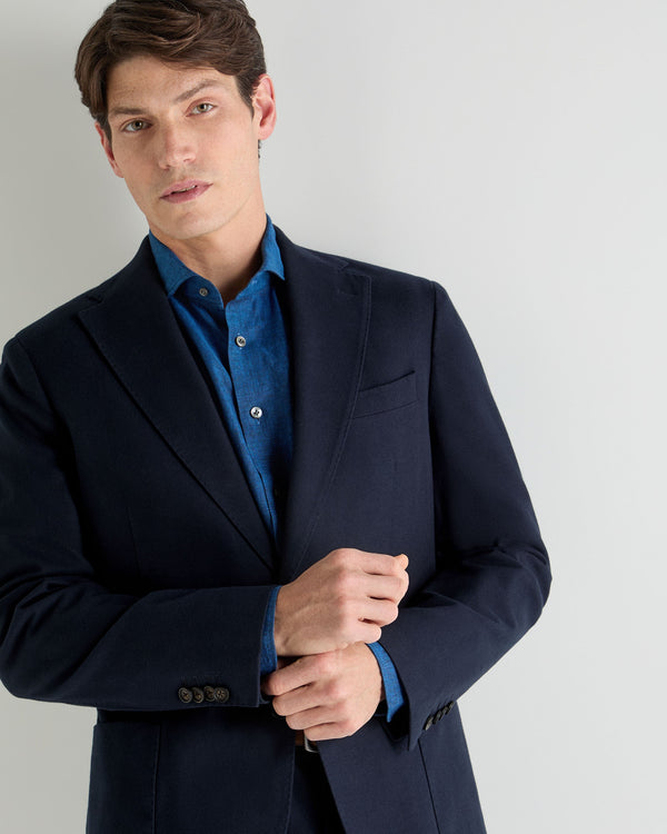 N.Peal Men's Monaco Flannel Cotton Jacket Navy Blue