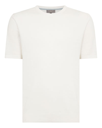 N.Peal Men's Pique Linen Blend Tee White