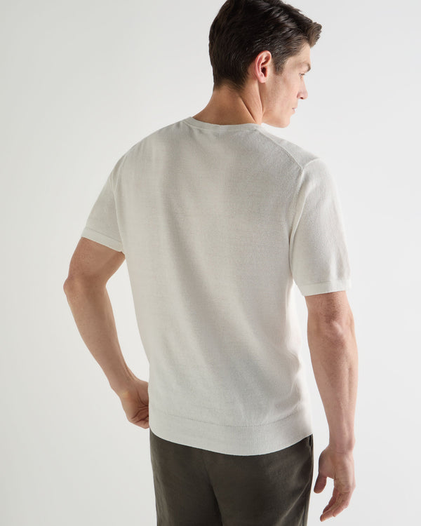 N.Peal Men's Pique Linen Blend Tee White