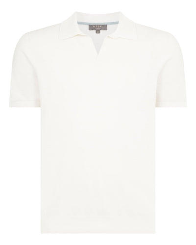 N.Peal Men's Pique Linen Blend Polo White