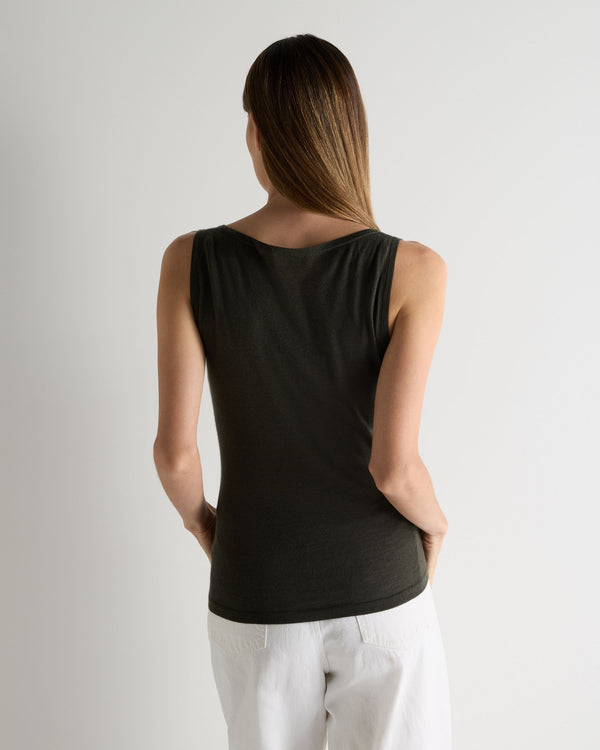 N.Peal Women's Ella Superfine Cashmere Shell Top Arabica Khaki Green