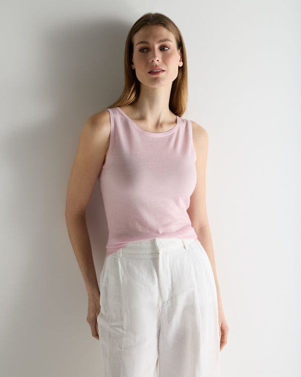 N.Peal Women's Ella Superfine Cashmere Shell Top Rosewater Pink