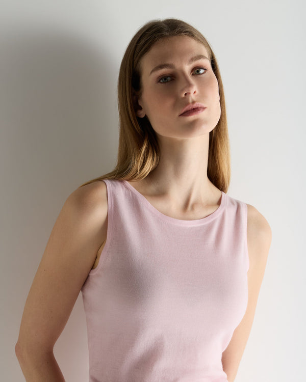 N.Peal Women's Ella Superfine Cashmere Shell Top Rosewater Pink