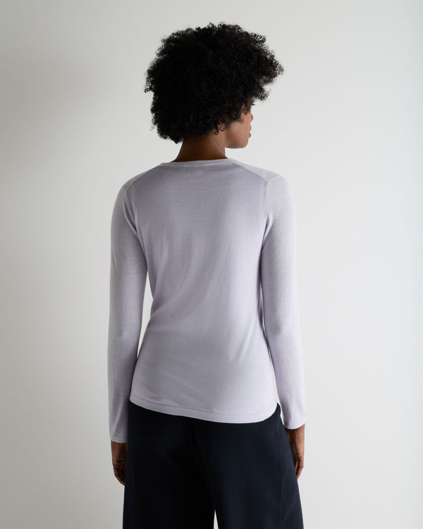 N.Peal Women's Mia Superfine Cashmere V Neck Cardigan Lavender Purple