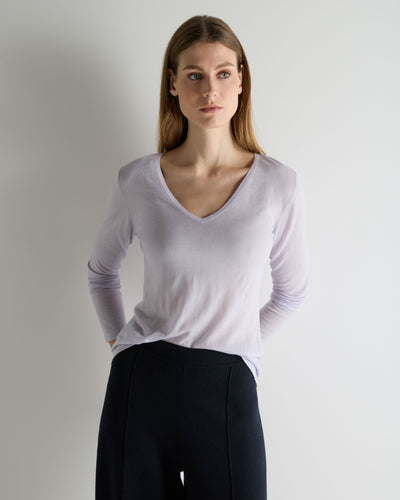 N.Peal Women's Imogen Superfine Cashmere V Neck Jumper Lavender Purple