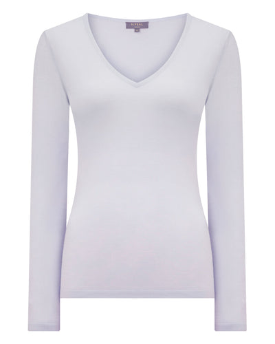 N.Peal Women's Imogen Superfine Cashmere V Neck Jumper Lavender Purple