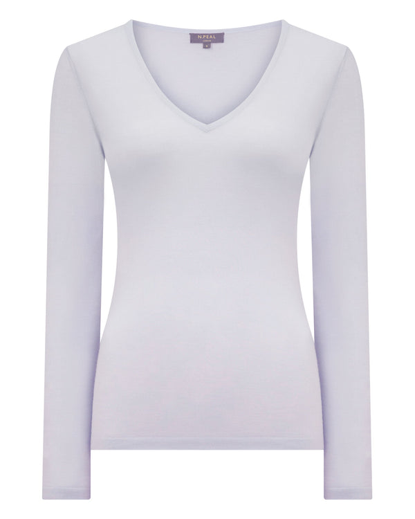 N.Peal Women's Imogen Superfine Cashmere V Neck Jumper Lavender Purple