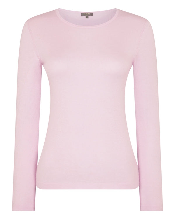 N.Peal Women's Eden Superfine Cashmere Round Neck Top Rosewater Pink